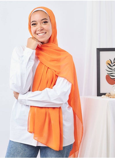 اشتري Plain Wide Crinckled Chiffon Orange For Women في مصر