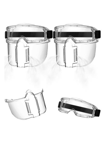 اشتري Clear Face Mask Shield - 2 Pcs Plastic Transparent Adjustable Durable Reusable Washable,Compatible with Glasses and Other Face Coverage, Safety Full Face Guard, Shield Mouth Full Face Protection في السعودية