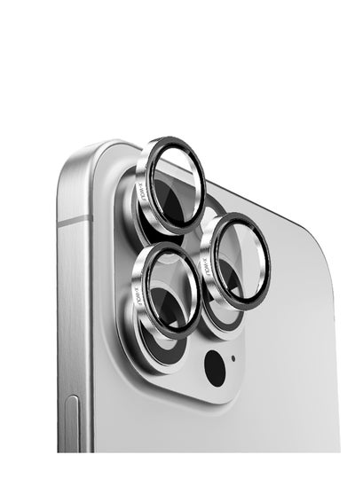 Buy Ultra Slim camera lens protection from X-Wolf For iPhone 16 pro max/16 pro , resistant to scratches and fingerprints High clarity when taking pictures as well as a mounting template to make it easier to install-silver color in Saudi Arabia