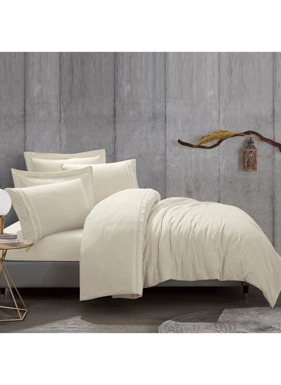 Buy Porto - Double Summer Bedding Set - 7 Pieces-Creamy in Saudi Arabia