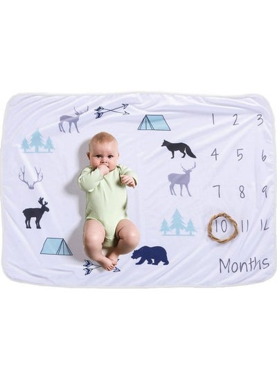 Buy Baby Milestone Blanket Flannel white 15cm in Saudi Arabia