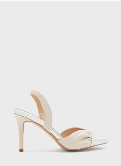 Buy V Detail Metallic Trim Slingback Sandal in Saudi Arabia