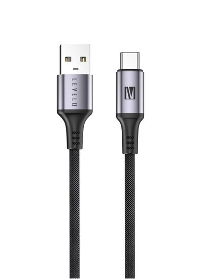 Buy Otto USB A to USB C Cable 18W Leather / 1.2m Length / Tangle-Free Cord / Fast Charging Cable - Black in UAE