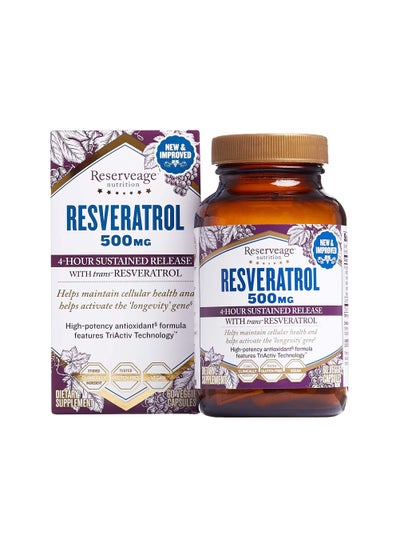 Buy Resveratrol 500 mg, Antioxidant Supplement For Heart, Cellular Health, Supports Healthy Aging, Paleo And Keto - 60 Capsules in UAE