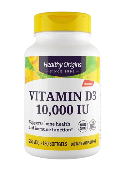 Buy Vitamin D3 10,000 IU (Non-GMO), Supports bone health and immune function, 250 MCG,Dietary Supplement 120 Softgels in UAE