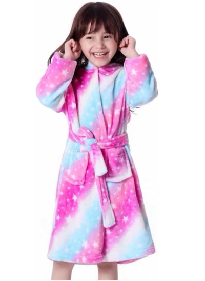 Buy Baby Girls Unicorn Design Bathrobes Hooded Nightgown Soft Fluffy Bathrobes Sleepwear For Baby Girls(10Y-11Y) in UAE