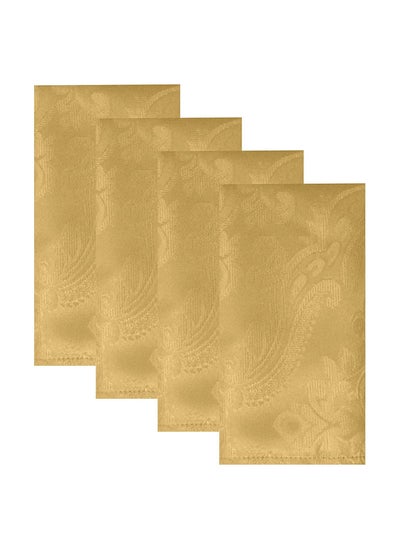 اشتري Set of 4 Gold Elegance Damask Table Fabric Napkins Handkerchief Wedding 17 x 17 Inch في السعودية