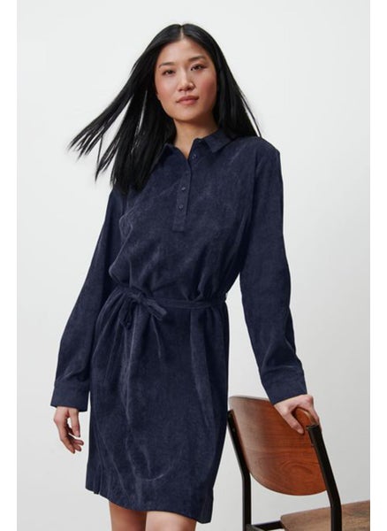 Buy Women Textured Casual Mini Dress, Navy in UAE