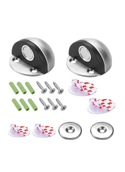 Buy Magnetic Door Stops Floor Mounted, Strong Magnetic Self Adhesive Magnetic Door Stopper Stainless Steel Door Holder Soft Close Door Magnet Heavy Duty Silver Rubber (2 Pack) in Saudi Arabia