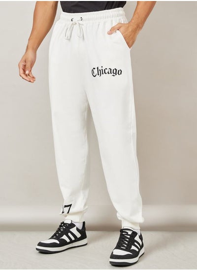 Buy Oversized Chicago Print Fleece Joggers in Saudi Arabia