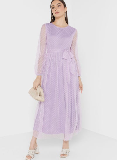 Buy Textured Tulle Overlay Dress in Saudi Arabia