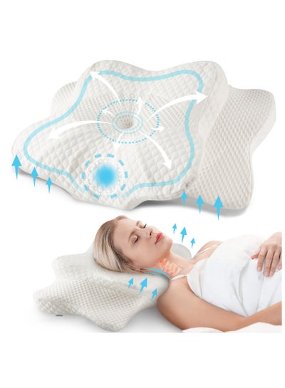 Buy Cervical Pillow for Neck Pain Relief,Contour Memory Foam Pillow,Ergonomic Orthopedic Neck Support Pillow for Side,Back and Stomach Sleepers in Saudi Arabia