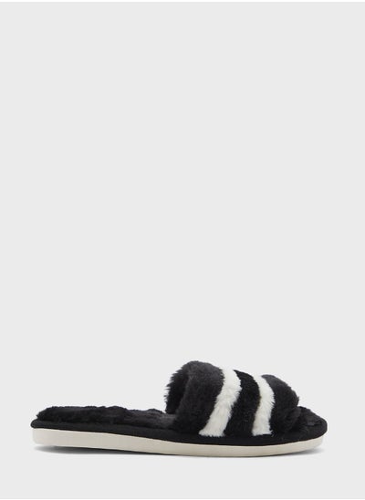 Buy Double Stripe Furry Bedroom Slipper in Saudi Arabia