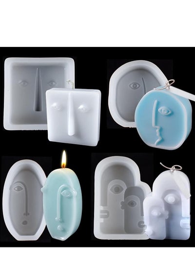 اشتري 4Pcs 3D Candle Mold, Silicone Abstract Molds for Making, Art Portrait Mold Handmade Soap Casting Home Decor في السعودية