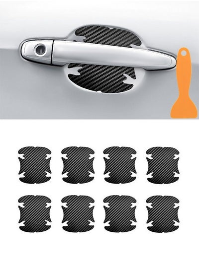 Buy 8 PCS Car Door Handle Sticker, Carbon Fiber Anti-Scratches Car Door Cup Protector, Non-Marking Auto Door Handle Protective Film, Universal for Most Car Handles in Saudi Arabia