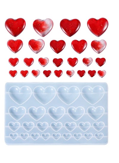 Buy Love Heart Resin Silicone Moulds, 25 Cavities Silicone Casting Epoxy Resin Mold, Suitable for Pendant Earring Keychain Decoration in UAE