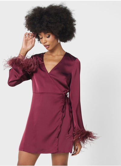 Buy V-Neck Fringe Detail Dress in UAE