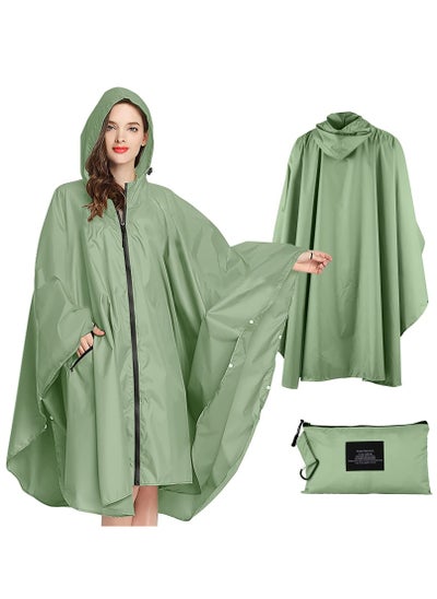 Buy Lightweight Waterproof Rain Poncho for Women and Men, Windproof Reusable Ripstop Breathable Raincoat with Hood for Outdoor Activities quick-dry Hooded Raincoat in Saudi Arabia