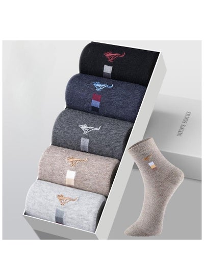 Buy 5 Pairs Of Boxed Men's Casual Breathable Business Style Mid Length Socks in UAE