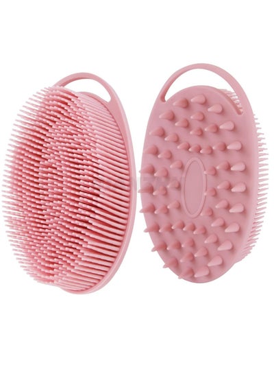 اشتري Silicone Body Scrubber with soap Stand Set,2 in 1 Bath and Shampoo Brush,Exfoliating Silicone Loofah,Lathers Well,and More Hygienic Than Traditional Loofah(Pink) في السعودية