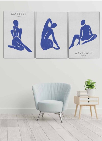 Buy Set Of 3 Framed Canvas Wall Arts Stretched Over Wooden Frame Female Body Matisse Style Abstract Paintings For Home Living Room Office Decor in Saudi Arabia