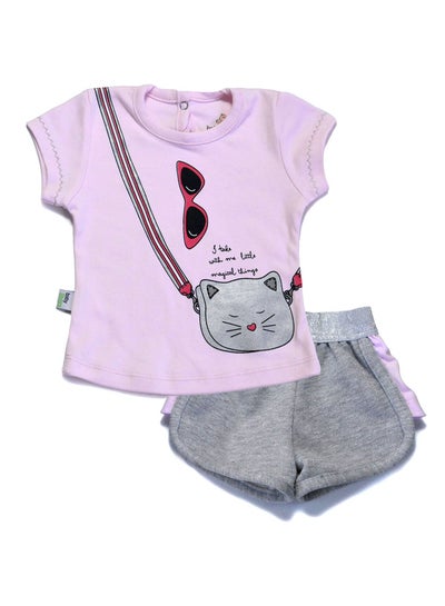 Buy Baby set with Print T-Shirt And Shorts Pink in Egypt