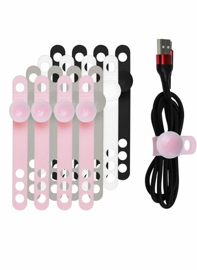 اشتري Silicone Cable Ties, 16Pcs Reusable Cord Organizer with Suction Cup في الامارات