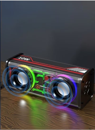 Buy Bluetooth Speaker Portable Bluetooth Speaker10W Powerful RGB Laptop Speaker Sound Bar, Clear Computer Speakers Support TWS Pairing LED Colorful Lights for Home Party Travel Black in Saudi Arabia