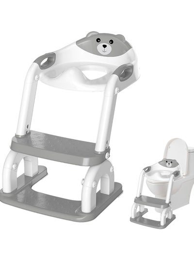 Buy Potty Training Seat, Toddler Toilet Seat for Kids Boys Girls, Foldable Portable Potty Chair with Anti-Slip Step Stool, Kids Potty Seat with Adjustable Height Ladder Guard Handle Soft Cushion (Gray) in Saudi Arabia