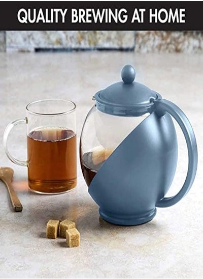 Buy Primula Half Moon Teapot With Removable Infuser, Glass Tea Maker, Reusable, Fine Mesh Stainless Steel Filter, Dishwasher Safe, 40-Ounce, Blue in UAE