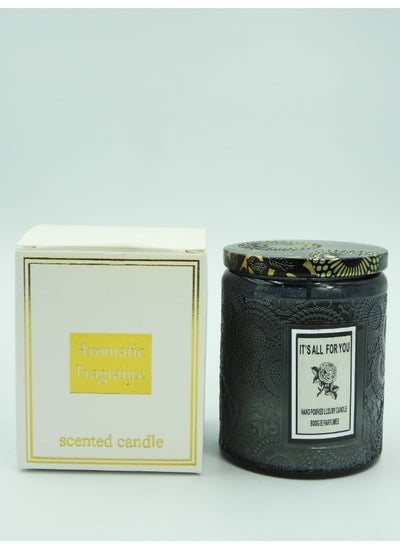 Buy A Scented Jar Candle with Pleasant Odor and Metal Kept for Home Birthday Valentine Anniversary Wedding Black 8x10x8cm in UAE