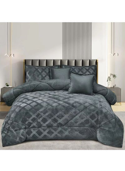 Buy Winter Bedspread Comforter Set 4 Pieces Single Two Sides Velvet and Fur Size 220x170 cm in Saudi Arabia