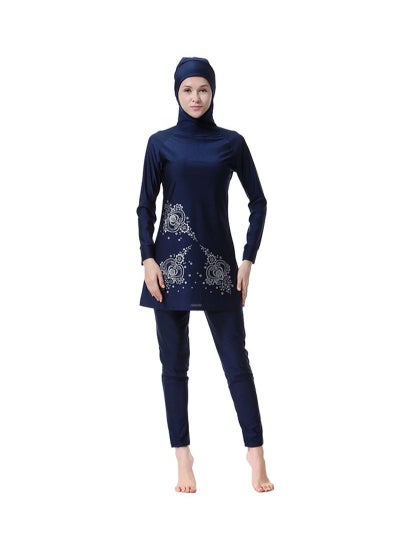 Buy 2-Piece Long Sleeve Burkini Navy Blue in UAE