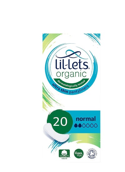 Buy Lil-Lets Organic Cotton Ultra Thin Normal Panty Liners - Vegan Friendly - 100% organic cotton - Bio-Degradable - Fast Absorption - Leak Protection - Dermatologically Tested - Unscented - 20 unit in UAE