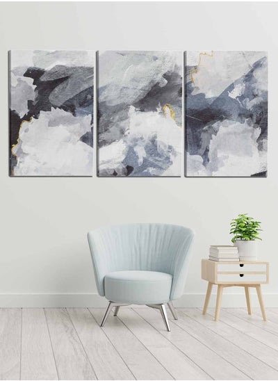 Buy Set Of 3 Framed Canvas Wall Arts Stretched Over Wooden Frame, Abstract Paintings, For Home, Living Room, Office Decor in Saudi Arabia