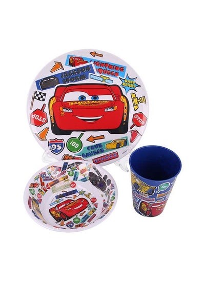 اشتري 3-Piece Disney Cars Sticker Melamine Snack Set في الامارات