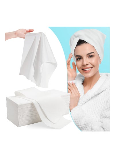 اشتري 50 Pack Disposable Hair Towels, Non-Woven Hair Care Towel Set, Hair Drying Towel Disposable Disposable Salon Towel Bulk Travel Towel Disposable Biodegradable Foot Bath Towels for Salon & Spa في الامارات