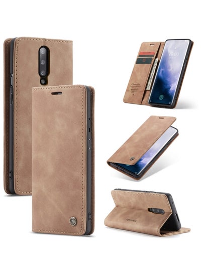 Buy CaseMe Oneplus 7 Pro Case Wallet, for Oneplus 7 Pro Wallet Case Book Folding Flip Folio Case with Magnetic Kickstand Card Slots Protective Cover - Brown in Egypt