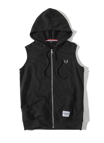 اشتري Sleeveless Hoodie Mens Summer Hooded Vest Casual Korean Fashion Thin CardiganBlack Black في الامارات