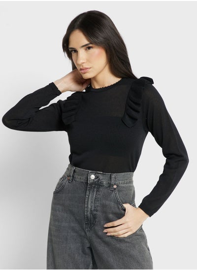 Buy Ruffle Detail Knitted Sweater in Saudi Arabia