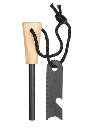 اشتري Fire Starter - Traditional Ferro Rod,Handcrafted Wood Handle Survival Igniter with Multi-Tool في السعودية