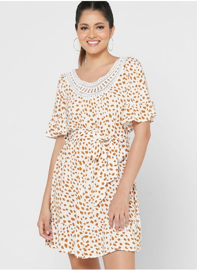 Buy Crochet Neck Printed Dress in Saudi Arabia