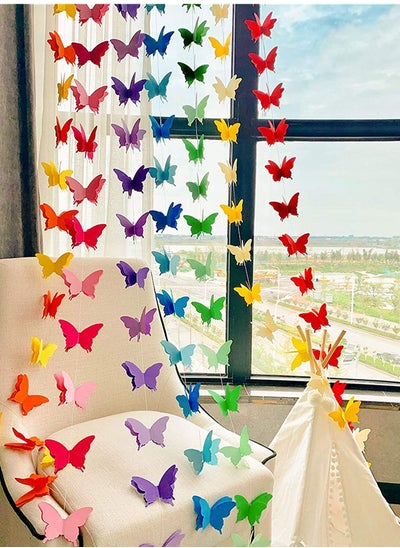 اشتري Party Butterfly Paper Garland,7 Colors 2 Meters 3D Butterfly Banner Hanging Decoration for Wedding, Baby Shower, Birthday في الامارات