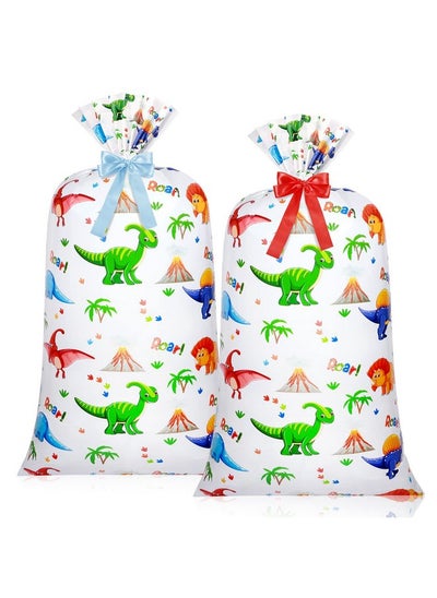 اشتري 2 Pcs 70"X 40" Dinosaur Large Jumbo Gift Bag For Giant Gifts Extra Big Plastic Present Bag For Huge Gifts Wrapping Bags With Gift Ribbons For Birthday Baby Shower Dinosaur Theme Party في الامارات