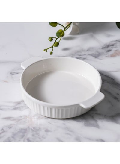 Buy Serax Porcelain Round Baking Dish for Baking Souffle Pudding Unique Design For Kitchen Hotel Restaurant Banquet and Daily Use 20.1X17.1X4.5CM in UAE