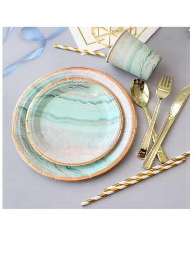 Buy Disposable Paper Plates and Napkins Sets for 10 Guest-Party Supplies, Include Plates,Cups,Napkin for Baby Bridal Shower, Bachelorette Party Supplies (10 Guest Wedding Plates and Napkins) in Saudi Arabia