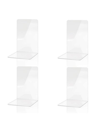 اشتري 2 Pairs Clear Acrylic Bookends Acrylic Book Ends for Book Shelves for School Supplies Library Books Office Book Holder في السعودية