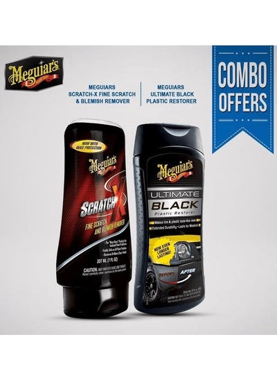 اشتري Combo offer  Buy Meguiars Scratch-X Fine Scratch And Blemish Remover 207ml  Meguiars Ultimate Black Car Plastic Restorer 355ml في السعودية