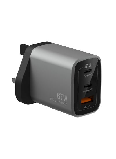 Buy GaN Wall Charger PD 67W QC + Type-C x 2 , Fast Charging Compatible with MacBook Pro, Air, HP, Dell, Lenovo, iPad Pro/Air, iPhone 15 Pro Max Galaxy S23 – Black in UAE