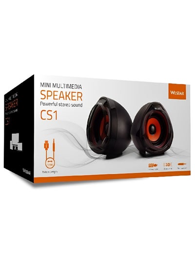 Buy Computer Speakers, 3.5mm USB Powered Subwoofer PC Speakers for Desktop Laptop Notebook, Pack of 2 (Orange) in Egypt